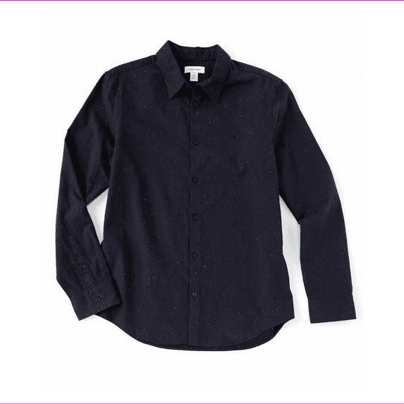 Calvin Klein Slim-Fit Confetti Print Long-Sleeve Shirt, Royal Navy XL
