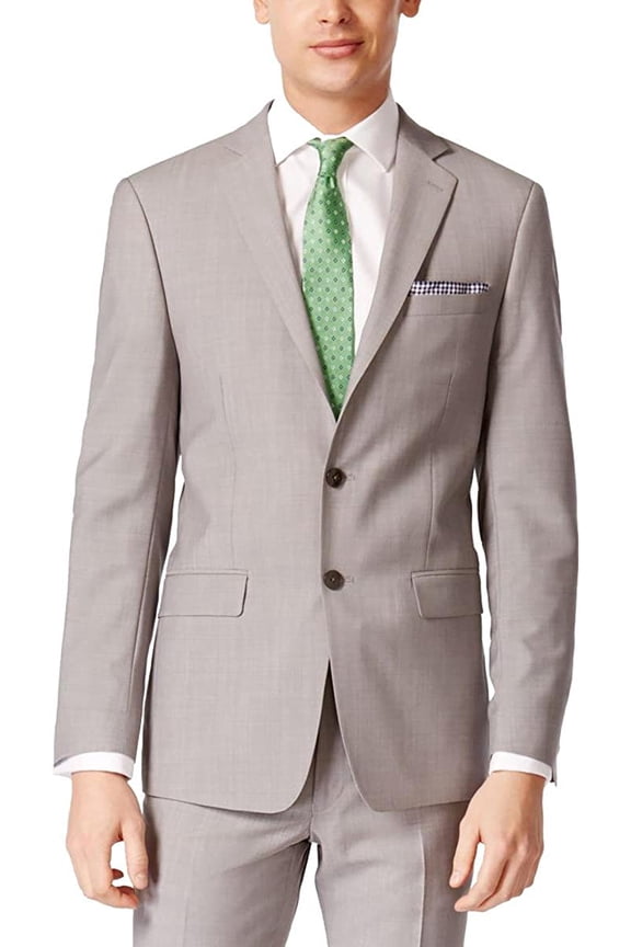 Mens Slim fit Sport Coat Blazer 38 R Light Grey Solid Stretch