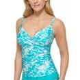 thumbnail image 1 of Calvin Klein TROPICAL WATERS MULTI FLORAL Twist-Front Tankini Top, US X-Small, 1 of 3