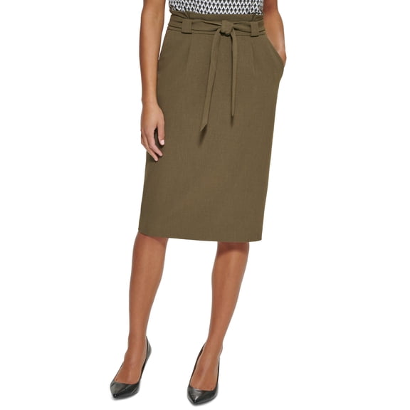 Calvin Klein Tie Waist Pencil Skirt Caper 6