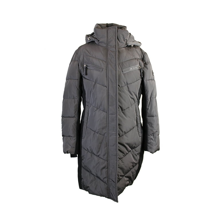 Calvin klein hooded quilted colorblock puffer coat new arrivals