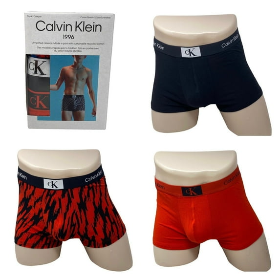 Calvin Klein Trunk Cotton Stretch 3 Pack Red Black Men Size 2XL
