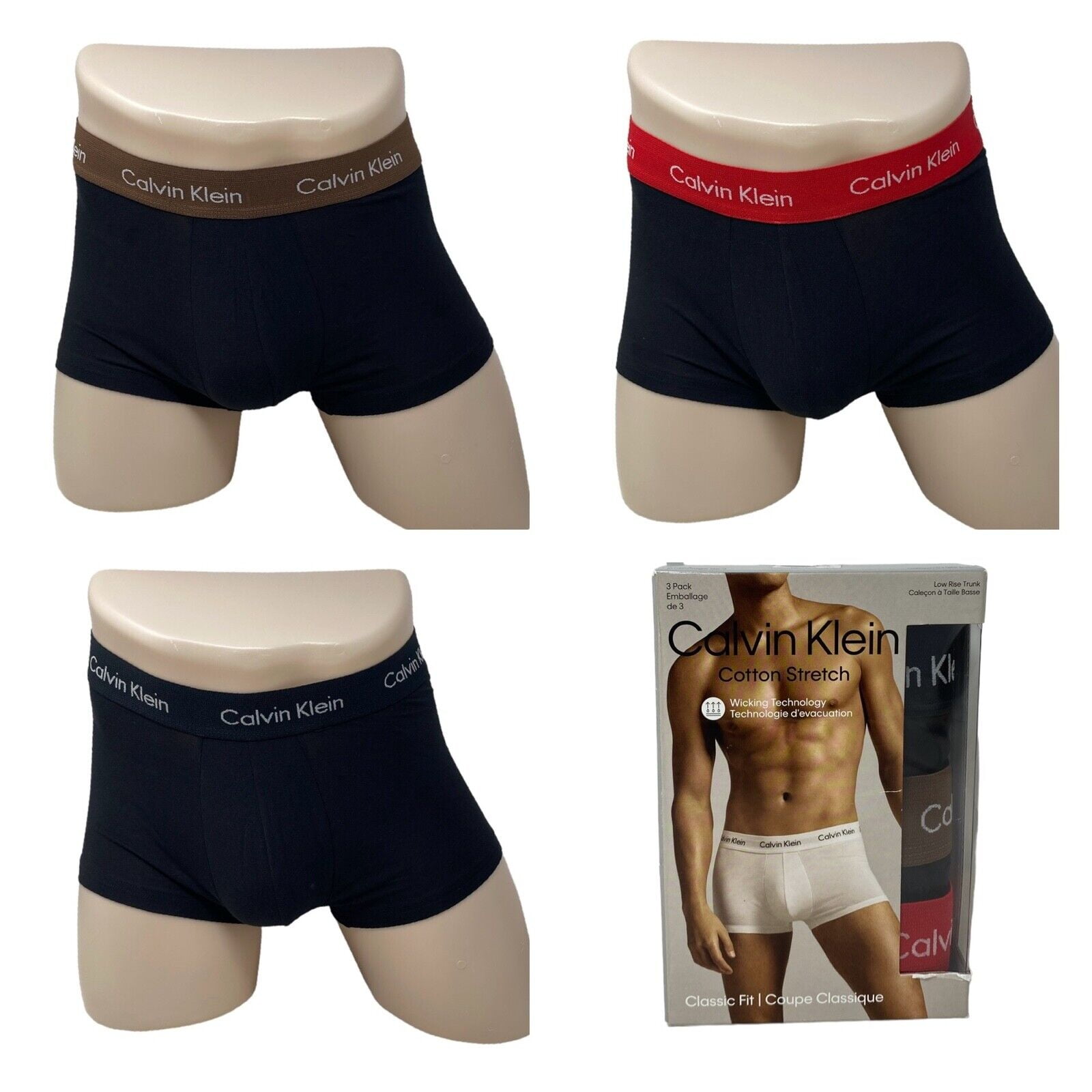 Calvin Klein Men s Cotton Stretch Low Rise Trunks Multipack Medium Black Body Walmart