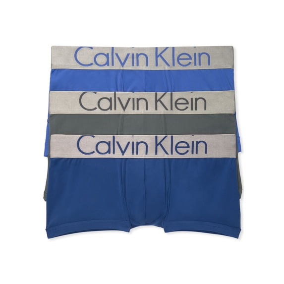 Calvin Klein Men's Steel Micro Low Rise Trunk - 3 Pack, Dark Midnight/Mink/Cobalt, Large