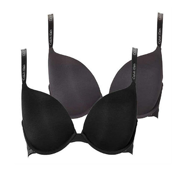 Calvin Klein Underwear Women's 2 Pack Essence T-Shirt Bras Black Charcoal  38C