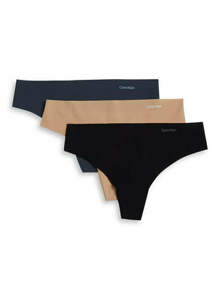 Calvin Klein Women's Invisibles Thong Panty, Black, Large 