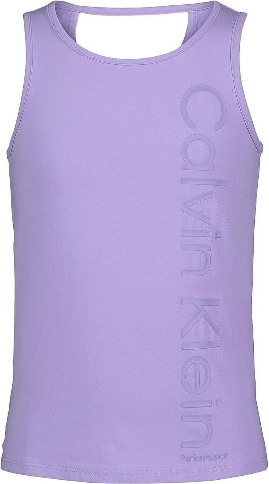 Calvin Klein VIOLET TULIP Girls' Performance Cut-Out Tank Top, US M/M/M(8-10)