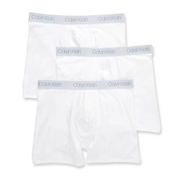 Calvin Klein WHITE Luxe Pima Cotton Multipack Boxer Brief, US Medium