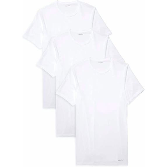 Calvin Klein WHITE Men's 3-Pack Classic Fit Crewneck Undershirts, US Large