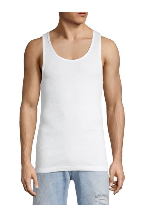 WHITE Men's 3-Pack Cotton Tank Tops, US Medium