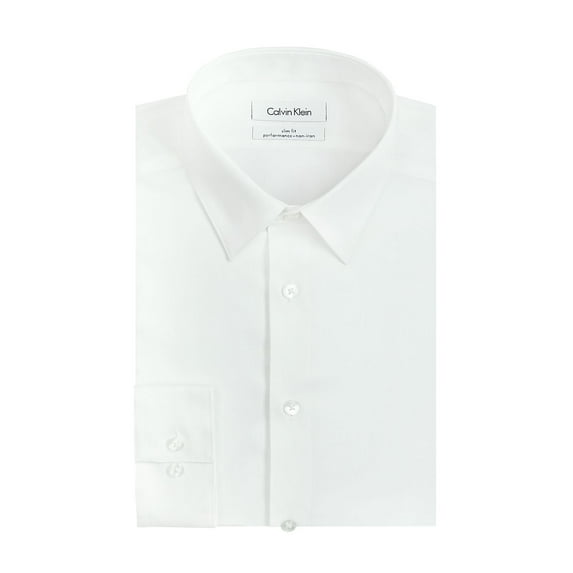 Calvin Klein Men's Slim Fit Non Iron Point Collar Dress Shirt White Size 15.5X34X35