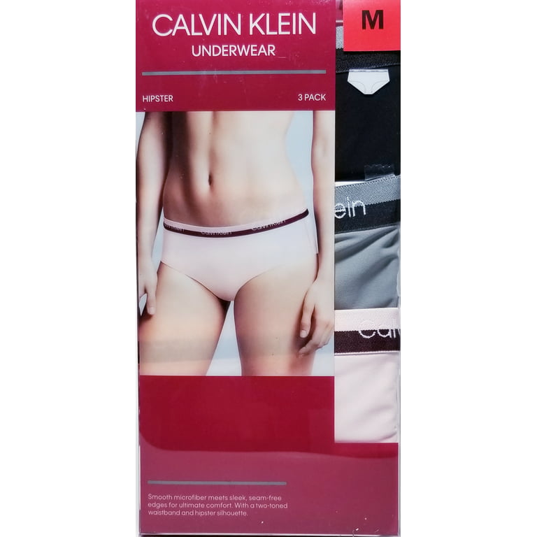Calvin Klein Women 3 Pack Hipster Underwear (Light Pink/Gray/Black