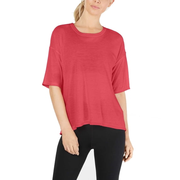 Calvin Klein Women’s Performance Split-Back T-Shirt Tops, Orange, Large