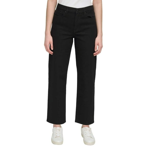 Calvin Klein Women High Rise Straight Leg Jean (US, Numeric, 4, Regular, Regular, Black Jet)