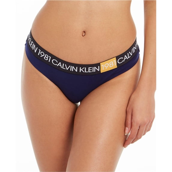 Calvin Klein Women's 1981 Bold Cotton Thong Panty, Purple Night, Small