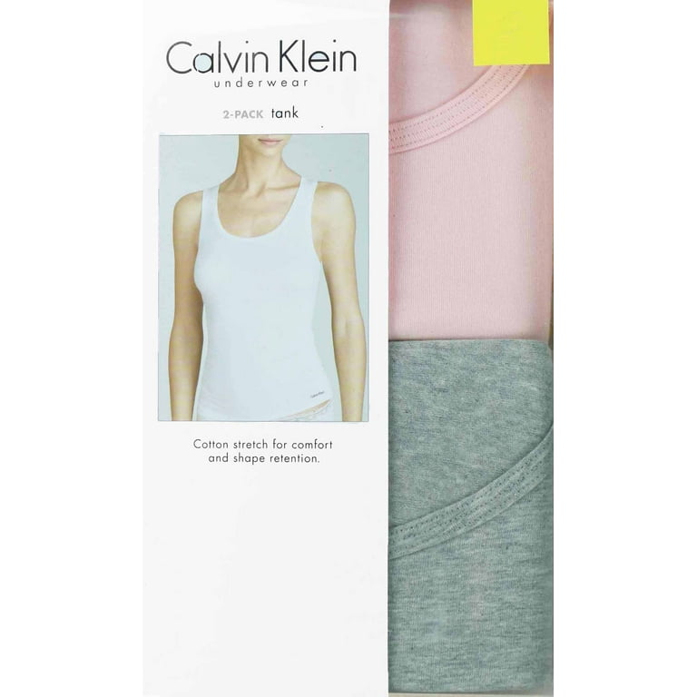 Calvin Klein Women's 2 Pack Cotton Blend Tank Tops (Pink/Grey) 