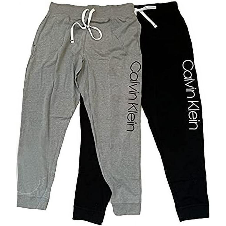 Calvin Klein Women's 2 Pack French Terry Joggers (Black/Wolf, Medium)