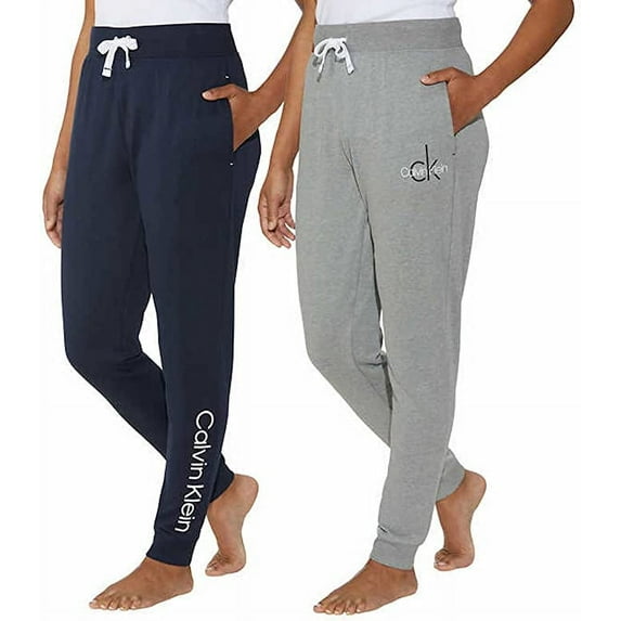 Calvin Klein Women's 2 Pack French Terry Joggers Size: S, Color: Navy/Wolf Grey