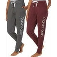 thumbnail image 1 of Calvin Klein Women's 2 Pack French Terry Joggers Size: XL, Color: Grey/Deep Maroon, 1 of 4