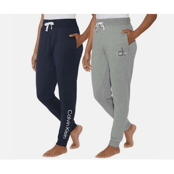 Calvin Klein Women's 2 Pack French Terry Joggers Size: XL, Color: Navy/Wolf Grey