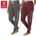 thumbnail image 1 of Calvin Klein Women's 2 Pack French Terry Joggers (Small, Grey/Deep Maroon), 1 of 4