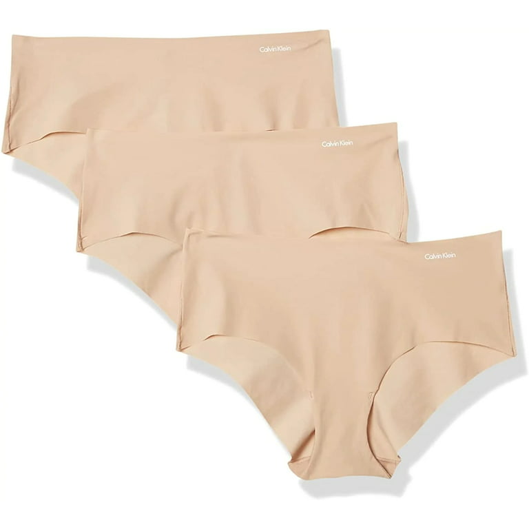 Calvin Klein Women`s Mid-Rise Thongs 3 Pack, Tan-beige, Small