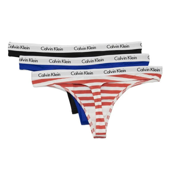Calvin Klein Women's 3 Pack Carousel Thong, Strawberry Shake \ Black,S - US
