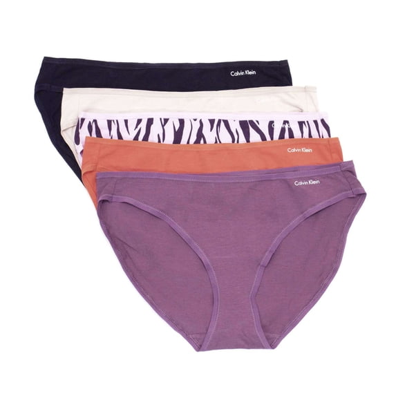 Calvin Klein Women's 5-Pack Cotton Form Bikini, Berry \ Parfait,M - US