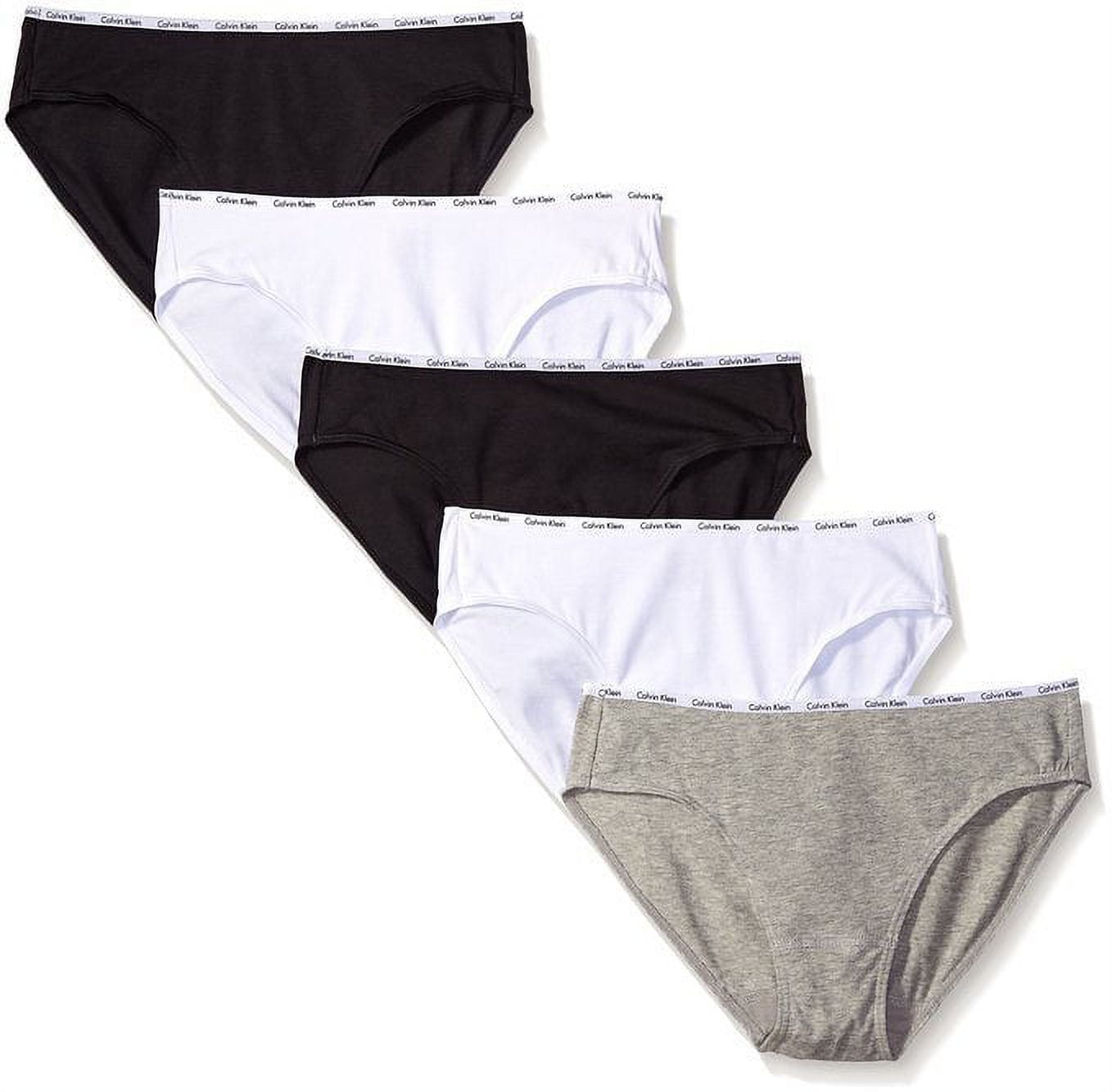Calvin Klein Women\'s 5 Pack Cotton Stretch Logo Bikini, Black/White/Grey  Heather, Small