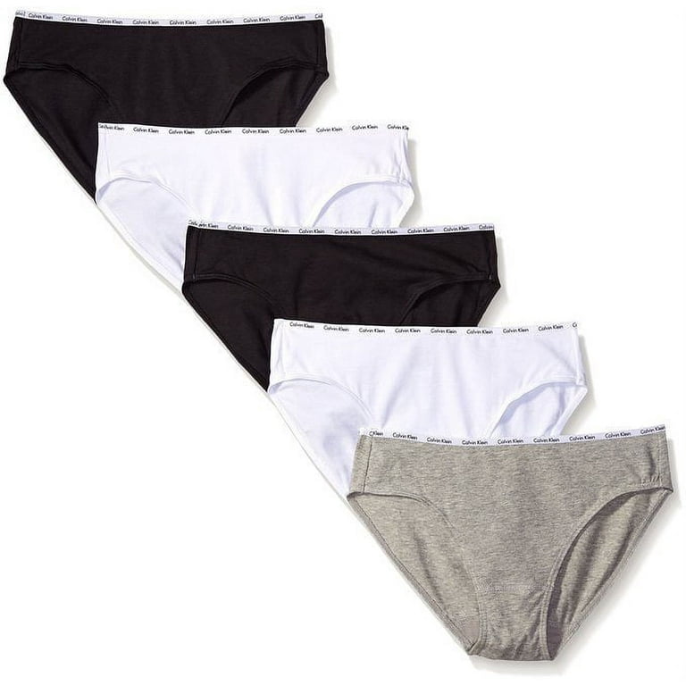 Calvin Klein Women's 5 Pack Cotton Stretch Logo Bikini, Black/White/Grey  Heather, Small