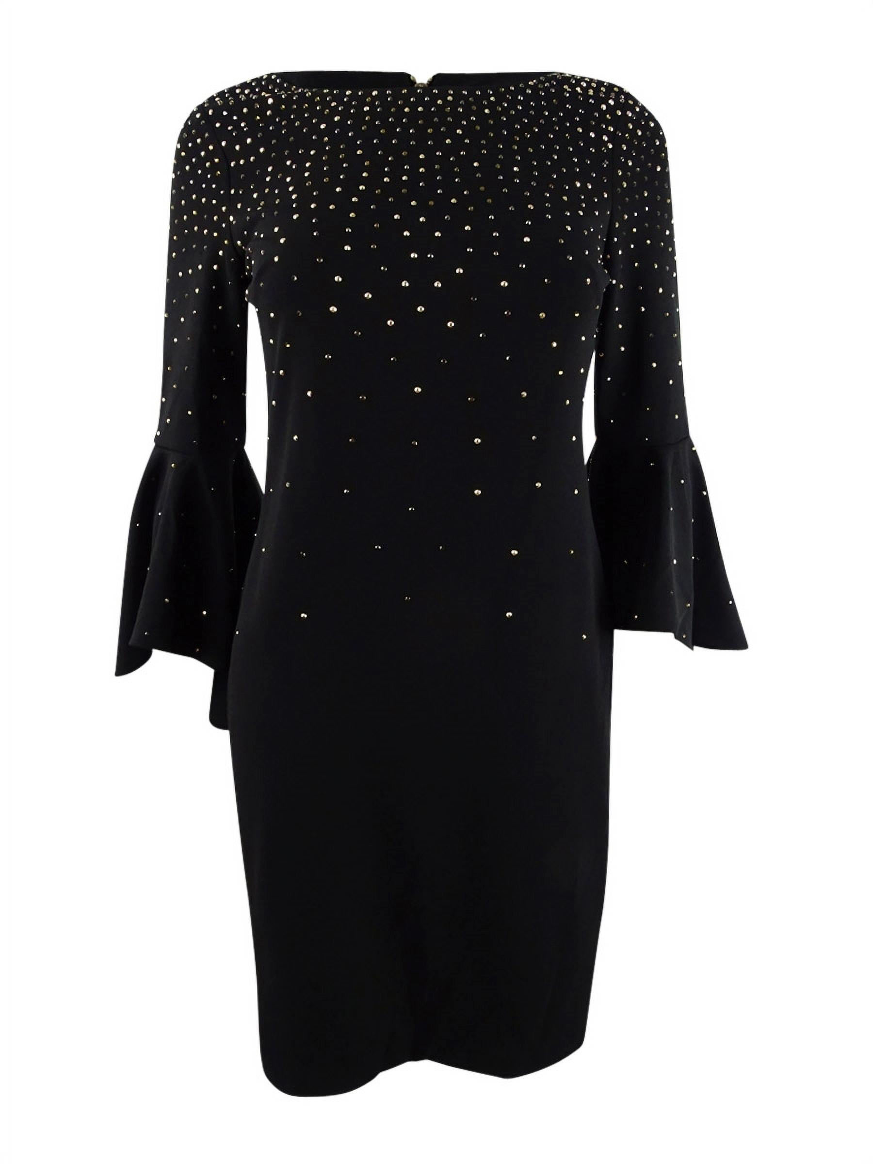 Calvin klein embellished puff sleeve dress hotsell