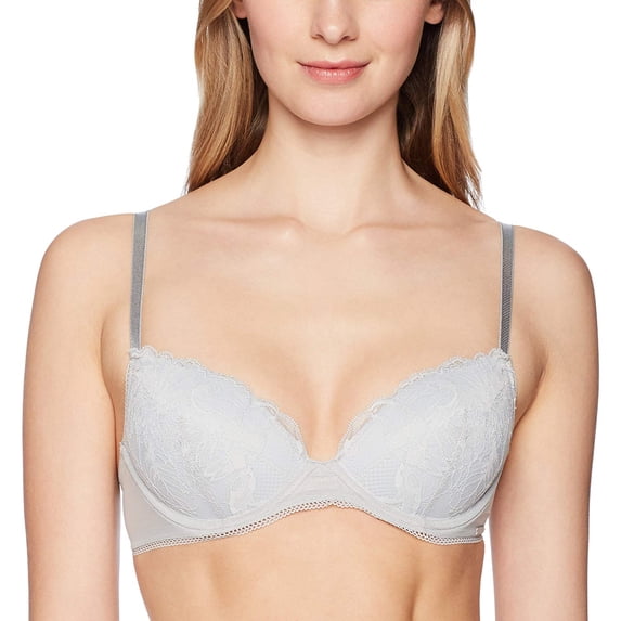 Calvin Klein Women's Bird Lace Lift Demi Bra Gray Gaze 38 D
