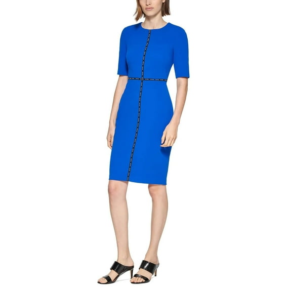 Calvin Klein Women's Blue Logo-Taped Sheath Dress