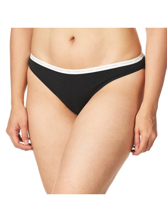 Women's CK One Cotton Thong Panty, Black, X-Large