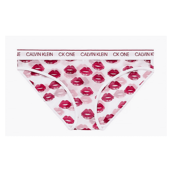 Calvin Klein Women's CK One Layered Lips Print Bikini Brief, Red Gala, X-Small