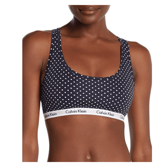 Calvin Klein Women's Carousel Logo Bralette Nevy Dot,Small