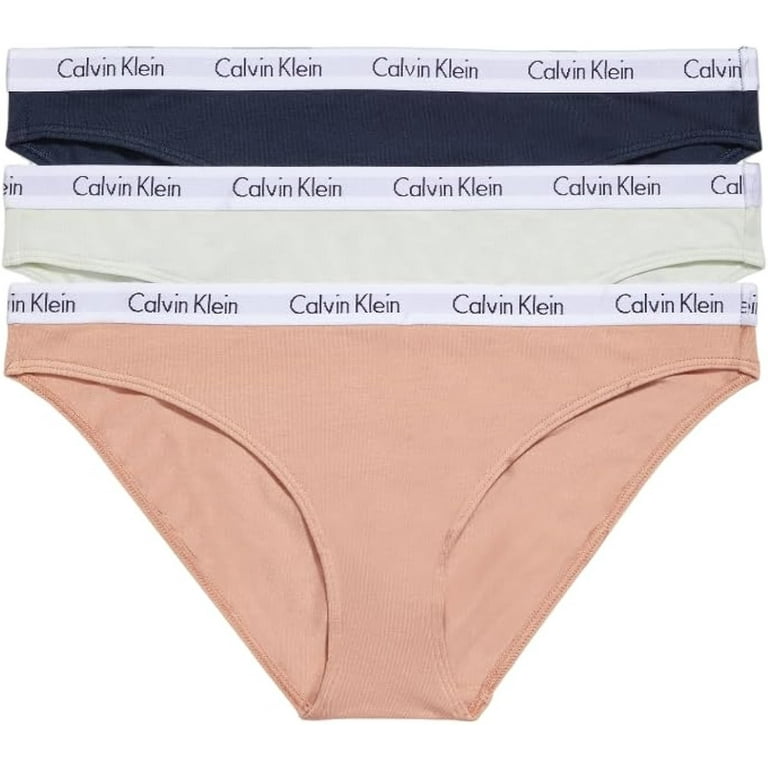 Calvin Klein Women's Carousel Logo Cotton Stretch Bikini Panties, 3 Pack,  Canary Green/Stone Grey/Blueberry 