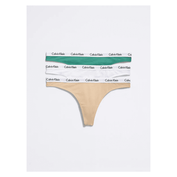 Calvin Klein Women's Carousel Logo Cotton Thong Panty 3 -Pack, Multicolor, XS