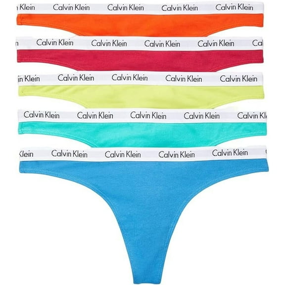 Calvin Klein Women's Carousel Logo Pride Cotton Stretch Thong Panties, 5 Pack; Size: Small