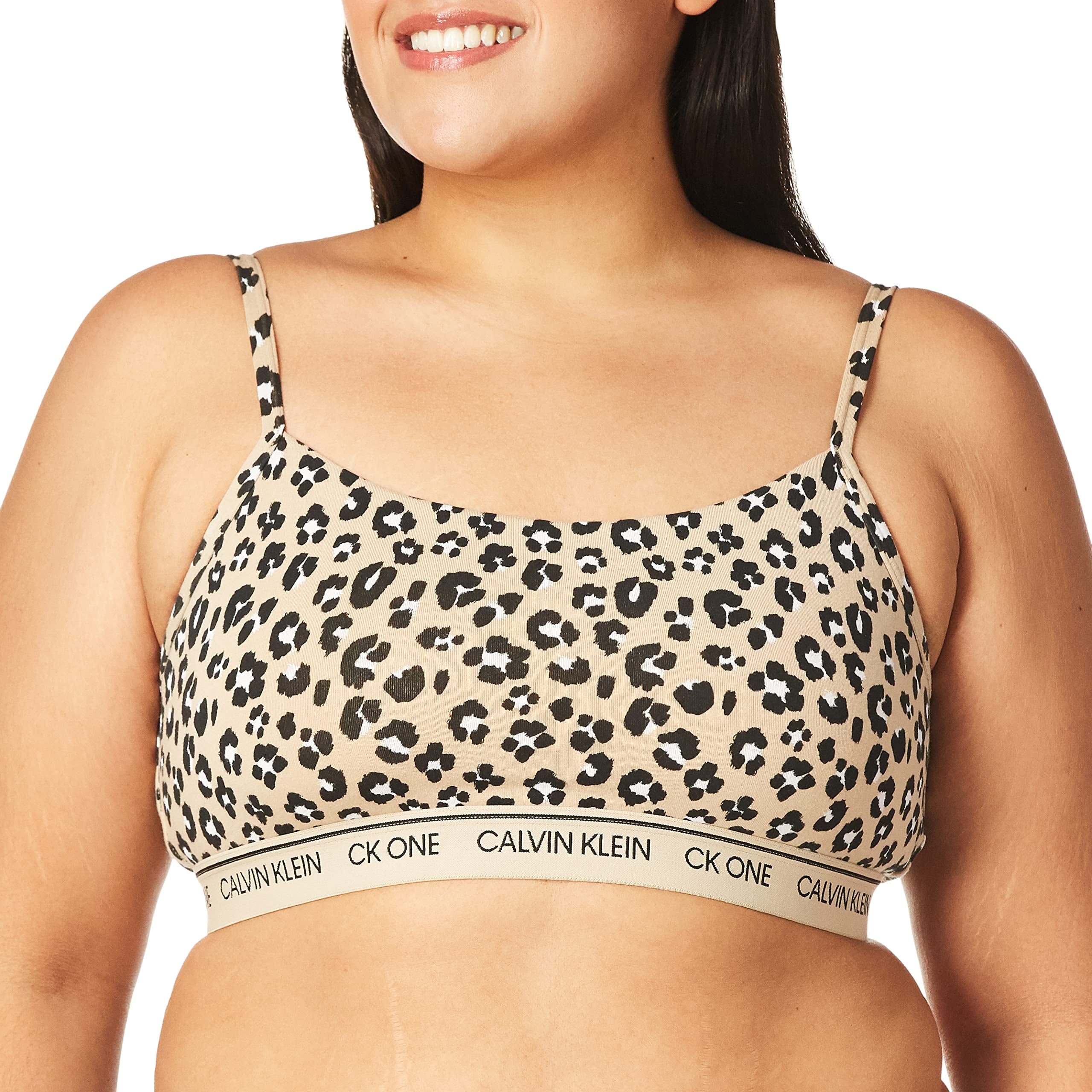 Calvin Klein CK One Cotton unlined triangle bralet in snake print