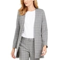 thumbnail image 1 of Calvin Klein Women's Collarless Plaid Topper Jacket Gray Size 14, 1 of 3