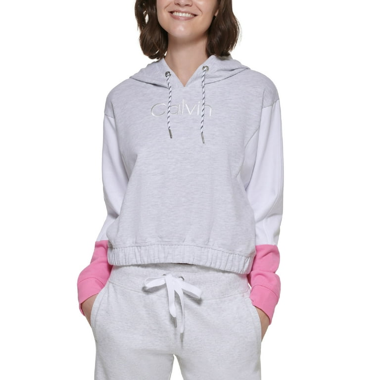 Calvin Klein Women s Colorblocked Hoodie Gray Size X Large Walmart