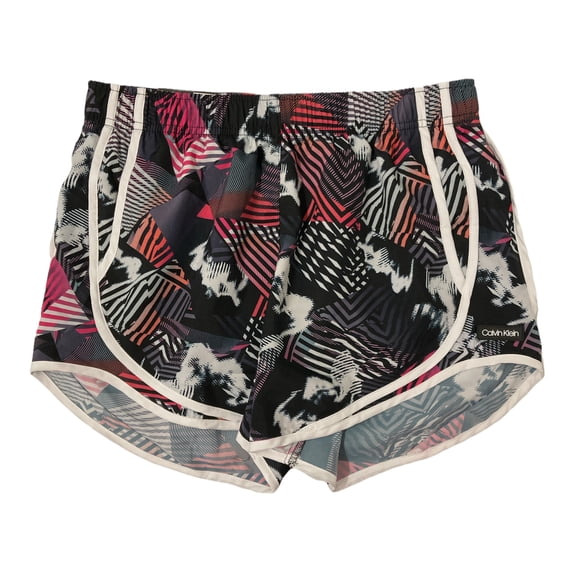 Calvin Klein Women's Comfortable Fashion Print Running Short (Geo Shift Berry, L)