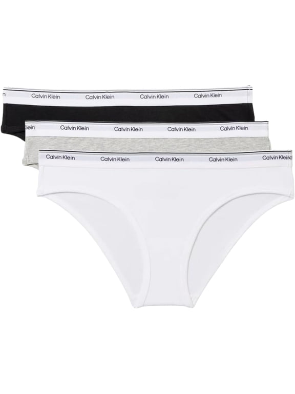 Women’s Cotton Soft Stretch Bikini, 3-Pack (Black/White/Gray, Large)
