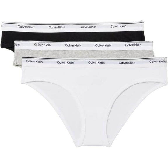 Calvin Klein Women's Balance Cotton Stretch Bikini Panties 3-Pack Black/White/Grey Medium