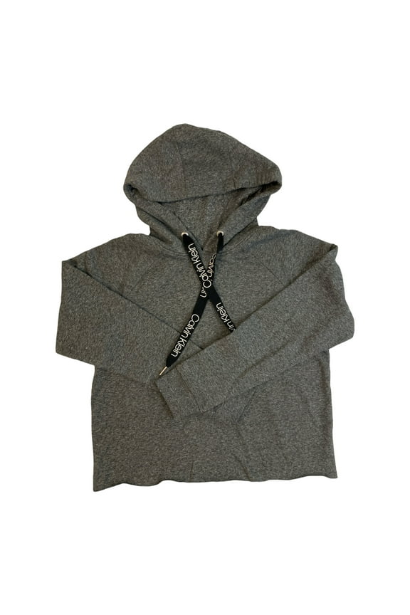 Women's Cozy Relaxed Fit Fleece Logo Hoodie (Black Heather, S)