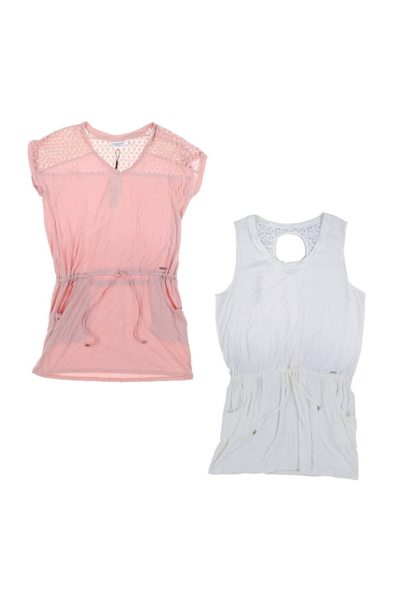 Women's Crochet-Shoulder Tunic Dress Swim Cover-Up