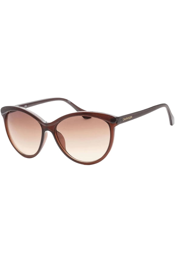 Women's Crystal Brown Rounded Cat Eye Sunglasses - CK19534S 210