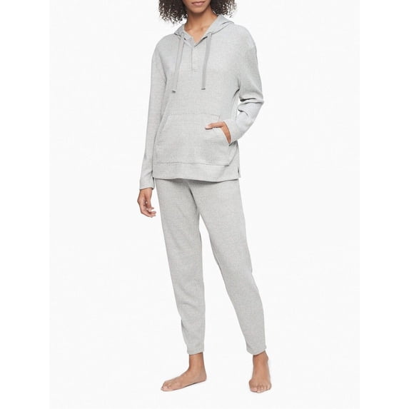 Calvin Klein Women's Ease Ribbed Jogger Lounge Pants Grey Size Small