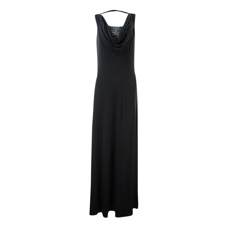 Calvin Klein Women s Embellished Cowl Jersey Gown 2 Black